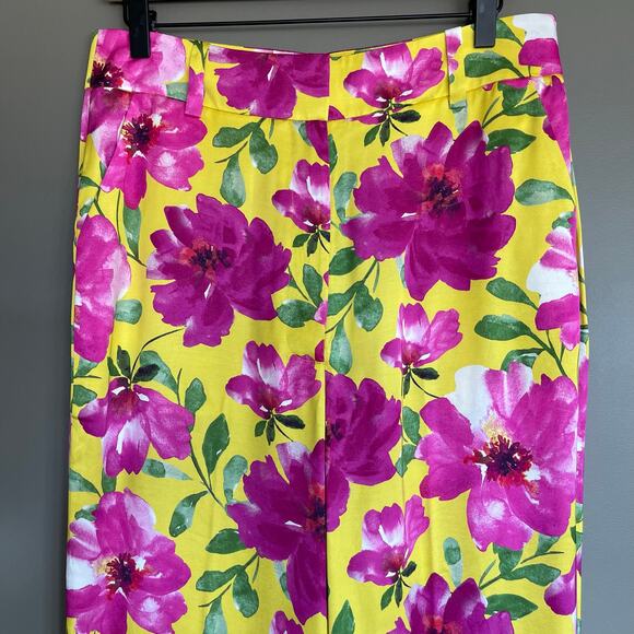 NWT Favorite Daughter Fiona Floral Satin Wide Leg Pants Sz 10 Yellow Pink Floral - Picture 5 of 16